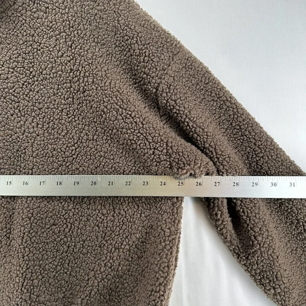 LNA Clothing Sweatshirt Womens L Faux Fur Sherpa 1/4 Zip Pullover Jumper Brown - Picture 9 of 11